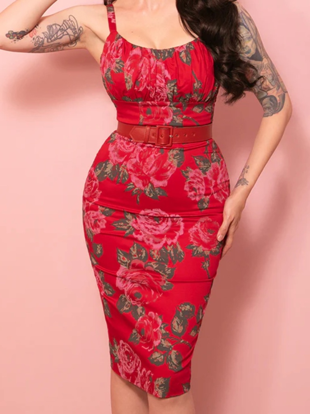 Red Wiggle dress by Vixen by Micheline Pitt. Large.